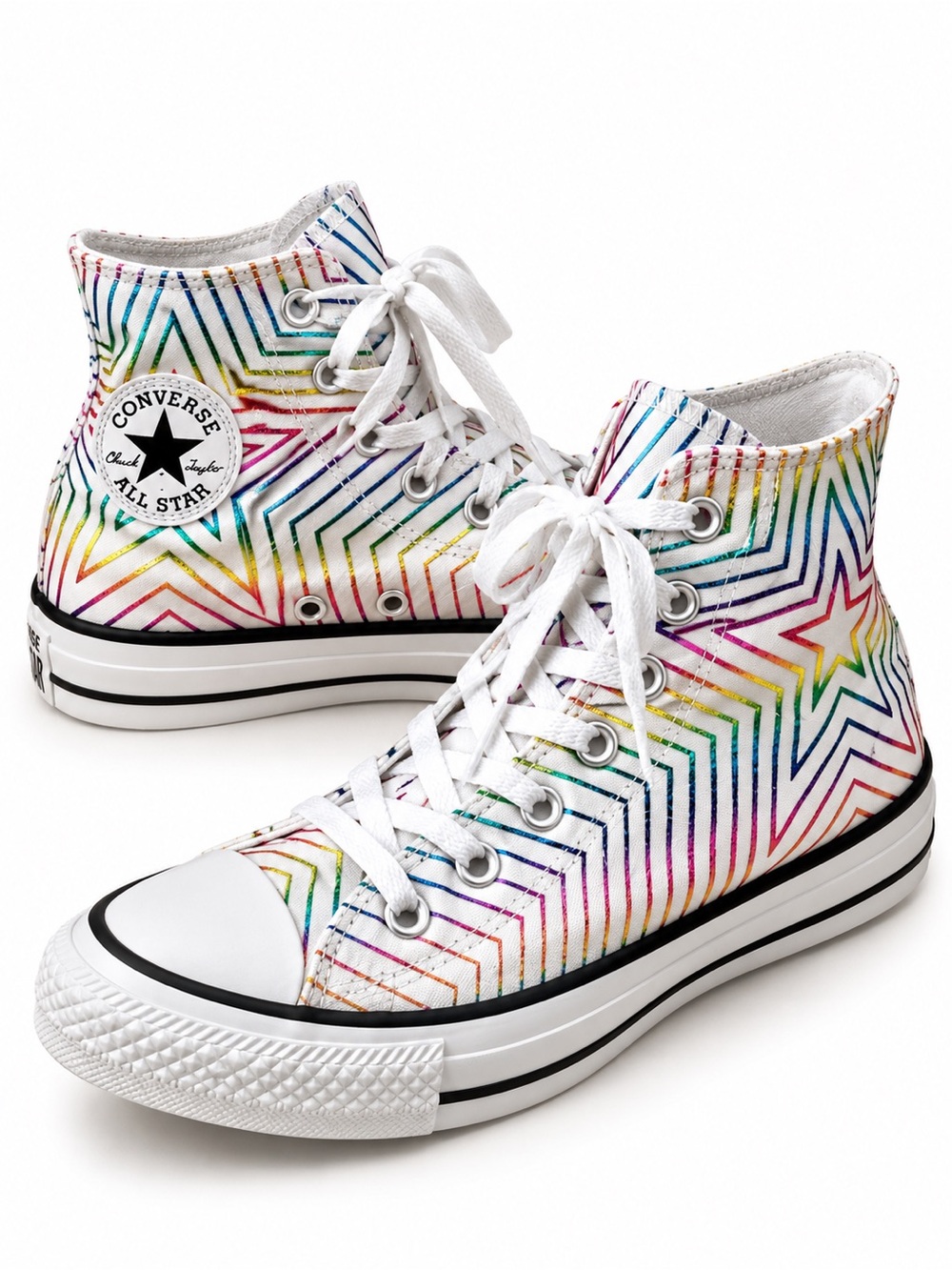 Converse Chuck Taylor Exploding Star Rainbow Metallic High Top Women’s 6